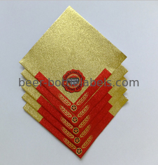 Golden Aluminum Custom Foil Stickers Embossing Lacquer Coated Surface