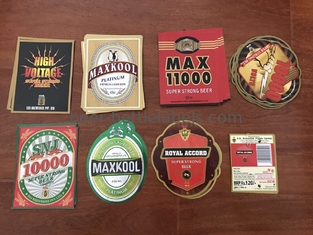 ECO Friendly Muticolor Beer Bottle Neck Label Glossy Matte Laminate 0.01mm 0.0105mm
