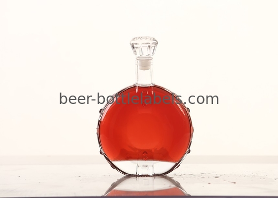 Custom 200Ml 375Ml 500Ml 750Ml 1000Ml Transparent Round Empty Flint Glass Liquor Wine Whisky Vodka Tequila Bottle With C