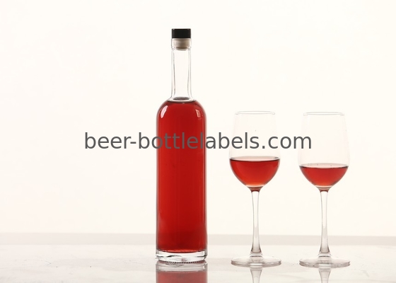 Custom 200Ml 375Ml 500Ml 750Ml 1000Ml Transparent Round Empty Flint Glass Liquor Wine Whisky Vodka Tequila Bottle With C