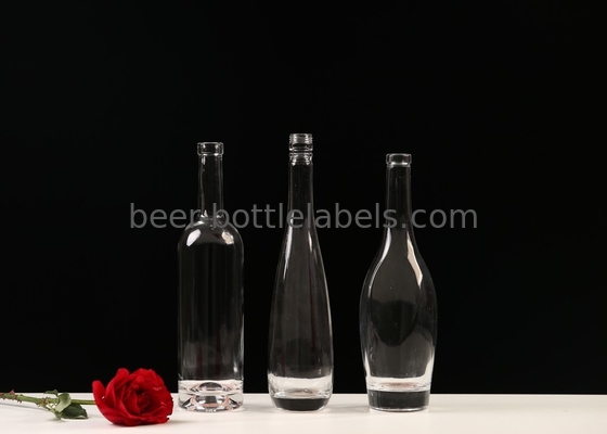 Custom 200Ml 375Ml 500Ml 750Ml 1000Ml Transparent Round Empty Flint Glass Liquor Wine Whisky Vodka Tequila Bottle With C