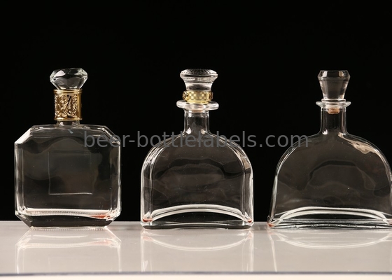 Custom 200Ml 375Ml 500Ml 750Ml 1000Ml Transparent Round Empty Flint Glass Liquor Wine Whisky Vodka Tequila Bottle With C