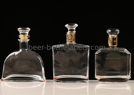Custom 200Ml 375Ml 500Ml 750Ml 1000Ml Transparent Round Empty Flint Glass Liquor Wine Whisky Vodka Tequila Bottle With C
