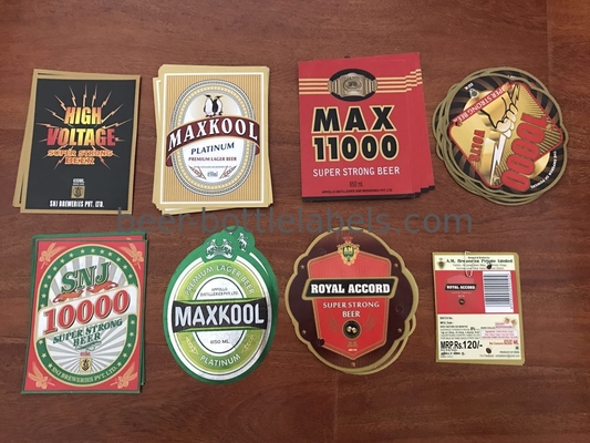 ECO Friendly Muticolor Beer Bottle Neck Label Glossy Matte Laminate 0.01mm 0.0105mm