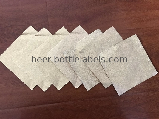 Square Aluminum Foil Beer Neck Label 105Mm Size Beer Label Maker Gold Color