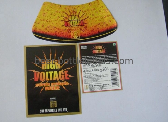 Anti Ultraviolet Metalized Labels Wet Strength Paper Beer Body Label Four Or Six Colors